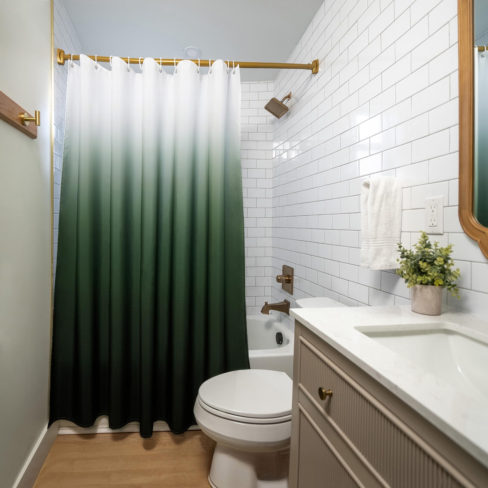 Americanflat 71X74 Green Ombre Shower Curtain - 100% Polyester Shower Curtain - Water-Resistant Bath Curtain With Metal Grommets